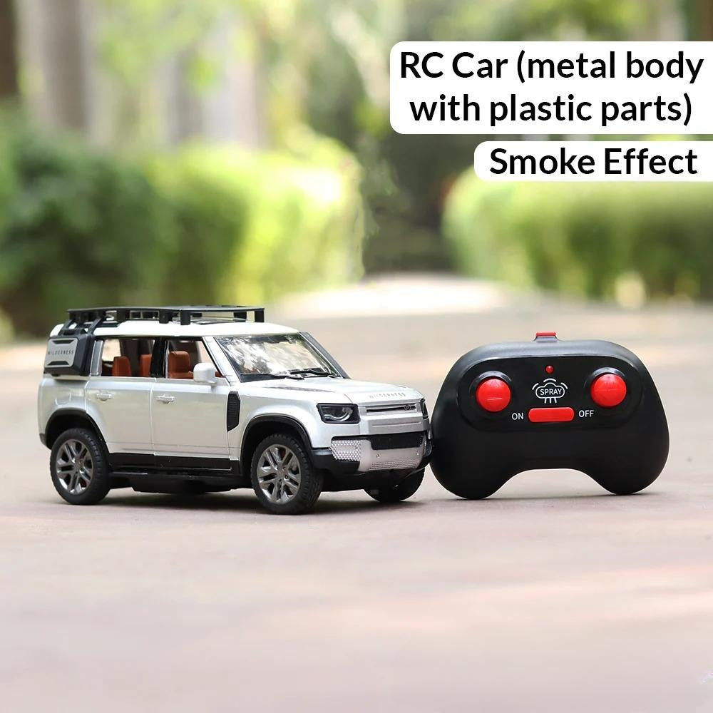 Remote Control Defender Metal Die-Cast Car (Plastic Body) with Real Smoke Effect