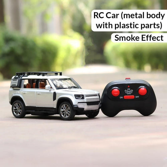Remote Control Defender Metal Die-Cast Car (Plastic Body) with Real Smoke Effect